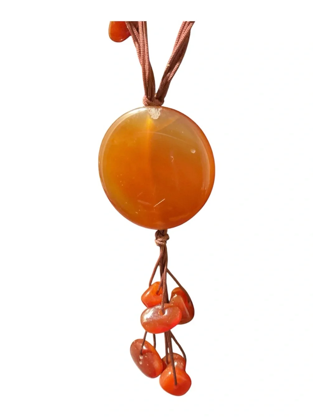 Amber-Tone Bead Pendant Necklace with Tassel